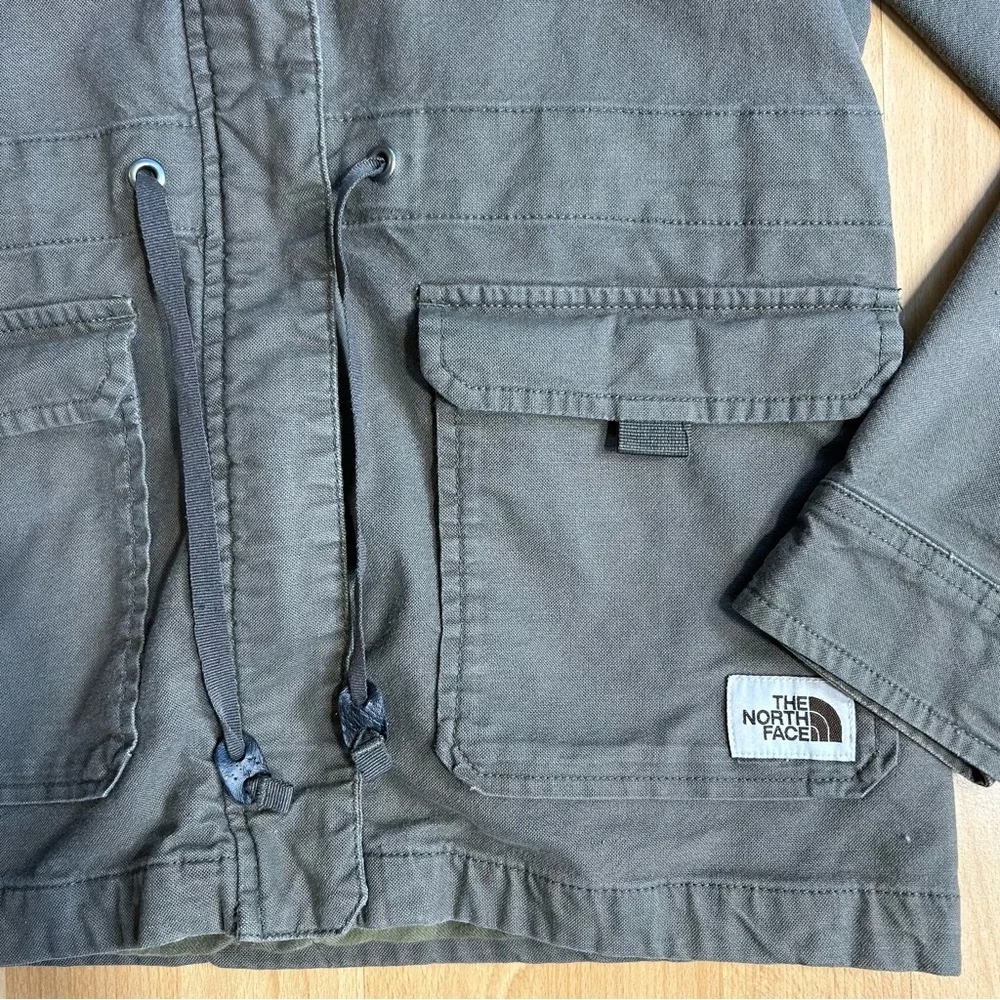 The North Face Utility Flannel Lined Cargo‎ Chore Jacket Olive Green SM - Picture 2 of 11